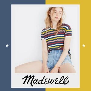 Madewell Whisper Cotton Tee in Lennie Stripe (M) ☀️